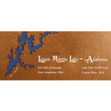 Logan Martin Lake, Alabama Stained Wood and Dark Walnut Frame Lake Map Silhouette