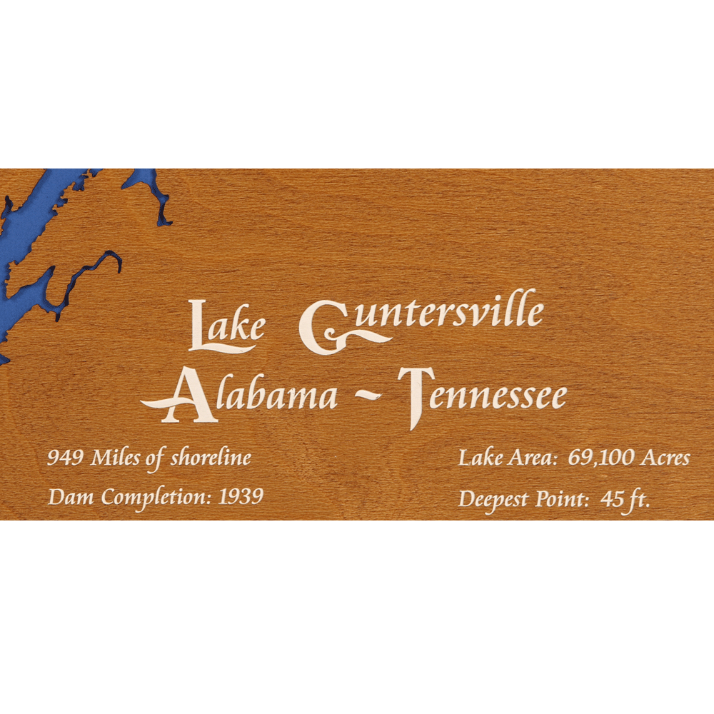 Lake Guntersville, Alabama and Tennessee Stained Wood and Dark Walnut