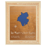 Lake Moultrie, South Carolina Stained Wood and Distressed White Frame Lake Map Silhouette