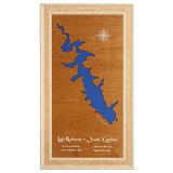 Lake Robinson, Greer, South Carolina Stained Wood and Distressed White Frame Lake Map Silhouette