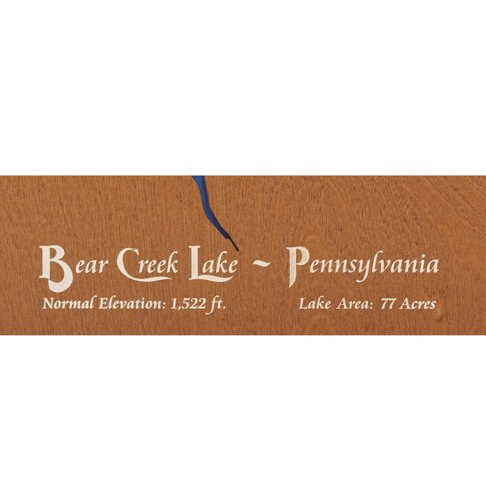 Bear Creek Lake, Pennsylvania Wood and Dark Walnut Frame Lake Map Silh Custom Crafted Silhouettes