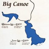 The Lakes at Big Canoe, Georgia White Washed Wood and Rustic Gray Frame Lake Map Silhouette