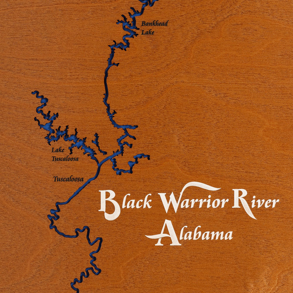 Black Warrior River, Alabama Stained Wood and Dark Walnut Frame Lake M