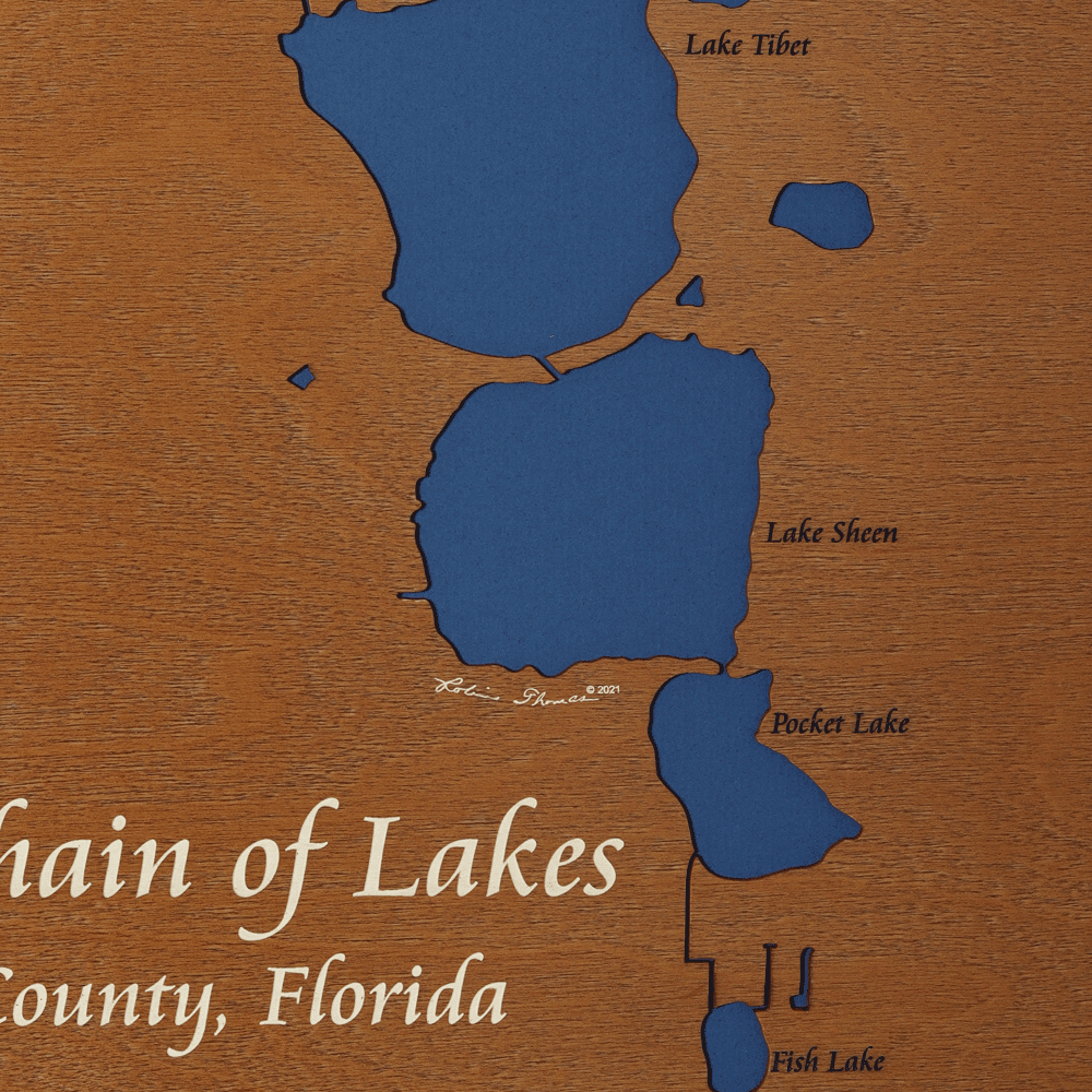 Butler Chain of Lakes, Florida Stained Wood and Dark Walnut Frame Lake