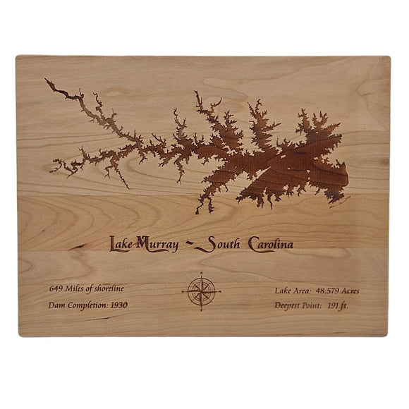 Lake Murray, South Carolina Engraved Cherry Cutting Board