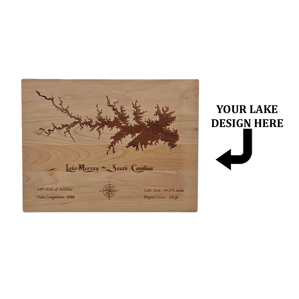 Cedar Cliff Lake, North Carolina Engraved Cherry Cutting Board Custom