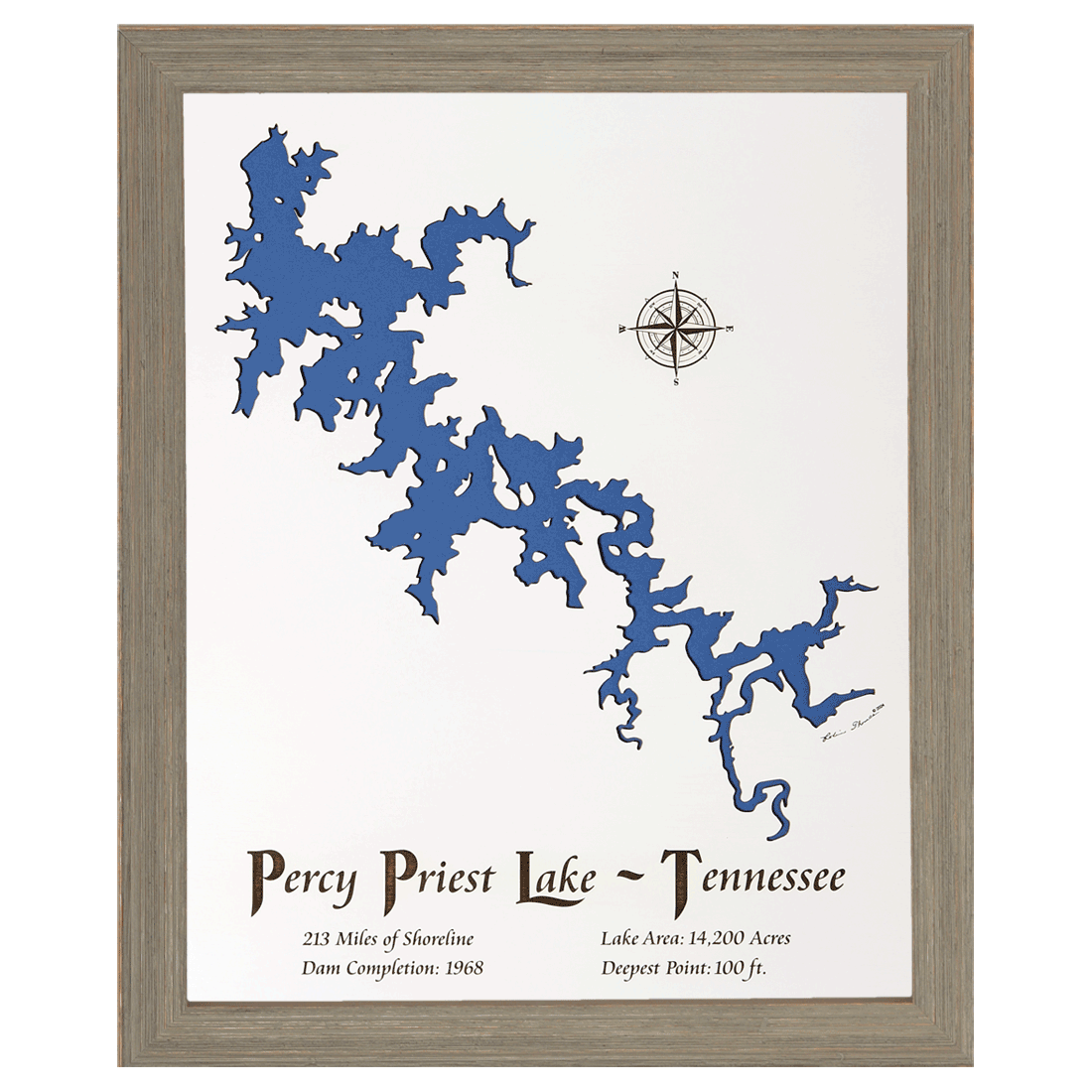 Percy Priest Lake, Tennessee White Washed Wood and Rustic Gray