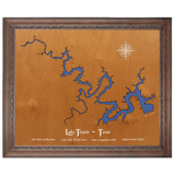Lake Travis, Texas Stained Wood and Dark Walnut Frame Lake Map Silhouette