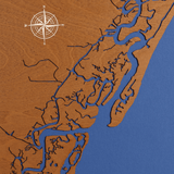 Murrells Inlet, South Carolina Stained Wood and Dark Walnut Frame Lake Map Silhouette