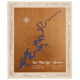 Logan Martin Lake, Alabama Stained Wood and Distressed White Frame Lake Map Silhouette