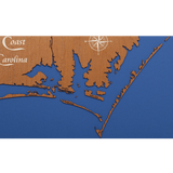 Crystal Coast, North Carolina Stained Wood and Distressed White Frame Lake Map Silhouette