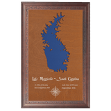 Lake Monticello, South Carolina Stained Wood and Dark Walnut Frame Lake Map Silhouette