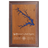 Lake Thurmond, South Carolina Stained Wood and Dark Walnut Frame Lake Map Silhouette