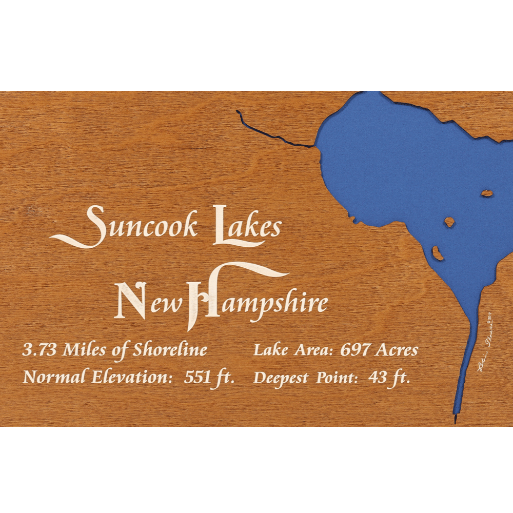 Suncook Lakes, New Hampshire Stained Wood and Dark Walnut Frame Lake M
