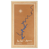 Lay Lake, Alabama Stained Wood and Distressed White Frame Lake Map Silhouette