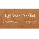 Lake Placid, New York Stained Wood and Dark Walnut Frame Lake Map Silhouette