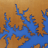 Lake Murray, South Carolina Stained Wood and Distressed White Frame Lake Map Silhouette