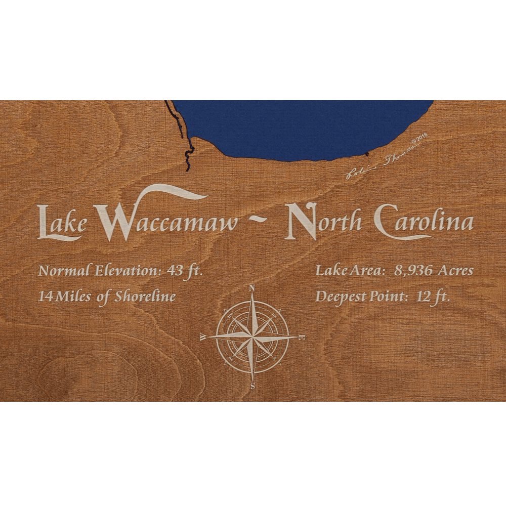 Lake Waccamaw, North Carolina Stained Wood and Dark Walnut Frame Lake Custom Crafted Silhouettes