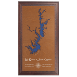 Lake Keowee, South Carolina Stained Wood and Dark Walnut Frame Lake Map Silhouette