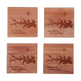 Lake Wylie, North Carolina and South Carolina Stained Wood and Dark Walnut Frame Lake Map Silhouette