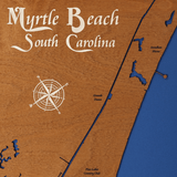 Myrtle Beach, South Carolina Stained Wood and Dark Walnut Frame Lake Map Silhouette