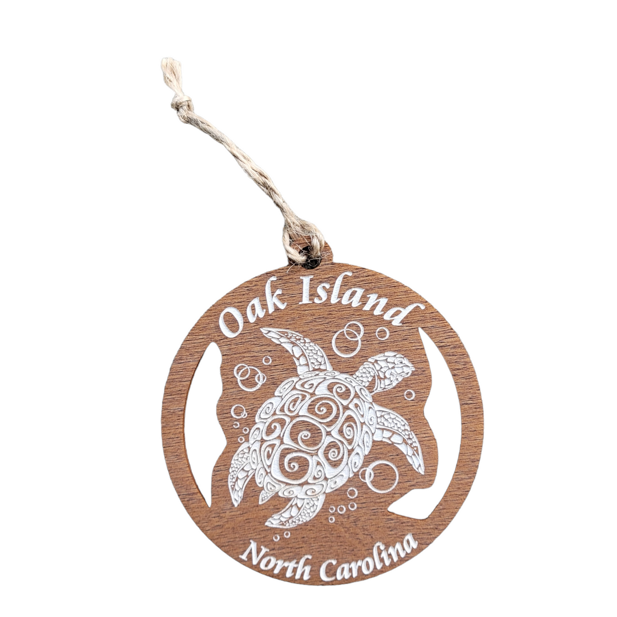 Oak Island, North Carolina Turtle Wooden Ornament Custom Crafted