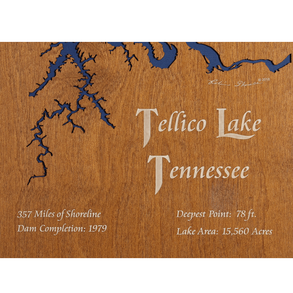 Tellico Lake, Tennessee Stained Wood and Distressed White Frame Lake M