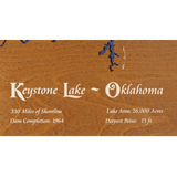 Keystone Lake, Oklahoma Stained Wood and Dark Walnut Frame Lake Map Silhouette