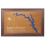 Lake Blalock, South Carolina Stained Wood and Dark Walnut Frame Lake Map Silhouette