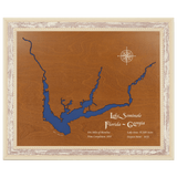 Lake Seminole, Florida and Georgia Stained Wood and Distressed White Frame Lake Map Silhouette