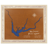 Lake Seminole, Florida and Georgia Stained Wood and Distressed White Frame Lake Map Silhouette
