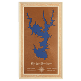 Moss Lake, North Carolina Stained Wood and Distressed White Frame Lake Map Silhouette