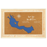 Lovell Lake, New Hampshire Stained Wood and Distressed White Frame Lake Map Silhouette