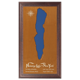Honeoye Lake, New York Stained Wood and Dark Walnut Frame Lake Map Silhouette