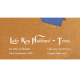Lake Ray Hubbard, Texas Stained Wood and Distressed White Frame Lake Map Silhouette