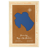 Province Lake, Maine & New Hampshire Stained Wood and Distressed White Frame Lake Map Silhouette