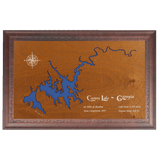 Carters Lake, Georgia Stained Wood and Dark Walnut Frame Lake Map Silhouette