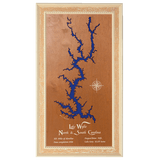 Lake Wylie, North Carolina and South Carolina Stained Wood and Distressed White Frame Lake Map Silhouette