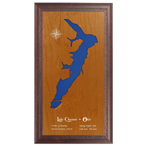 Lake Choctaw, Ohio Stained Wood and Dark Walnut Frame Lake Map Silhouette