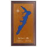 Lake Choctaw, Ohio Stained Wood and Dark Walnut Frame Lake Map Silhouette