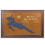 Balch Pond, Maine and New Hampshire Stained Wood and Dark Walnut Frame Lake Map Silhouette