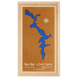 Lyman Lake, South Carolina Stained Wood and Distressed White Frame Lake Map Silhouette