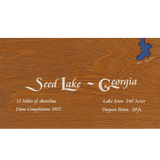 Seed Lake, Georgia Stained Wood and Distressed White Frame Lake Map Silhouette