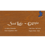 Seed Lake, Georgia Stained Wood and Distressed White Frame Lake Map Silhouette