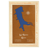 Lake Quivira, Kansas Stained Wood and Distressed White Frame Lake Map Silhouette