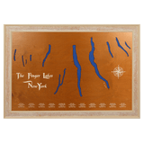 The Finger Lakes, New York Stained Wood and Distressed White Frame Lake Map Silhouette