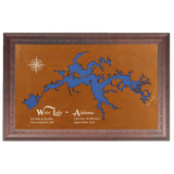 Weiss Lake, Alabama Stained Wood and Dark Walnut Frame Lake Map Silhouette