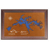 Weiss Lake, Alabama Stained Wood and Dark Walnut Frame Lake Map Silhouette