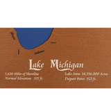 Lake Michigan, Michigan, Wisconsin, Illinois, and Indiana Stained Wood and Distressed White Frame Lake Map Silhouette