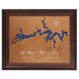 Lake Adger, North Carolina Stained Wood and Dark Walnut Frame Lake Map Silhouette